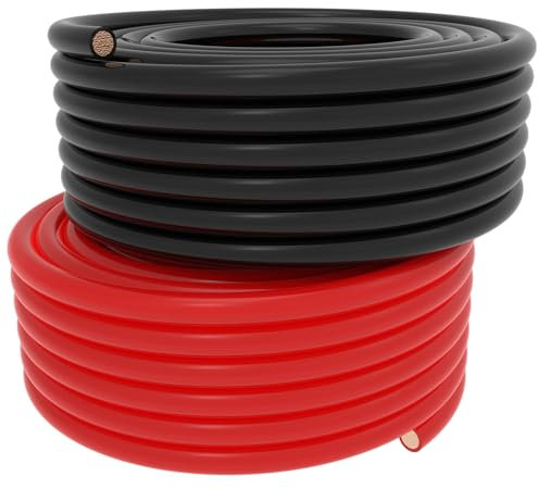 SHIERLENG 6 AWG Gauge 10FT Welding Battery Cable 3m Red + Black Pure Copper Power Inverter Wire Set for Solar, RV, Car, Boat, Automotive, Marine, Motorcycle