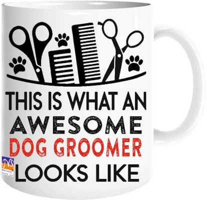 JMS we create smile Funny Rude Gift Ceramic Novelty Coffee Tea Mug Cup in White Cute/Awesome Theme Printed on Both Side Drinking Cups Great Birthday Gift Keep Calm Mugs (Dog Groomer)