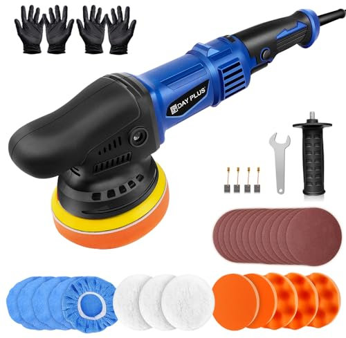 Auto Poliermaschine Set mit mit Polierteller/Polierschwamm/Wollscheibe/Sandpapier, Poliermaschine Exzenter, Elektrisches Wachsmaschine für die Autodetailing, Autoreinigung und Polieren von Auto