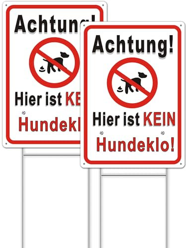 2 Stück Achtung Hier ist kein Hundeklo Metall Schild 35 x 25 cm und H Metallpfahl aus Aluminium, Keine Hundetoilette mit 35 x 15 cm H Metall Halterung zum einfache Montage