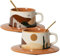 SHENDONG Ceramic Coffee Mug,Cup & Saucer Sets,Novely Tea Cup with Spoon,Creative Oasis Series Espresso Mug,250ml Coffee Cup for Cappuccino Latte Mocha,Gifts for Women,Men and Friends (Desert+Cactus)