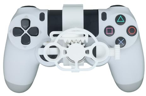 Mini-volant pour PS4 manette de jeu Impression 3D Simulateur de conduite Auxiliaire de remplacement léger Accessoires pour volant de course Expérience de jeu amusante (White)