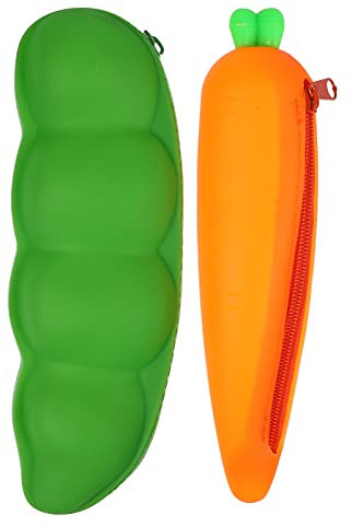 HONMEET 2stücke Silikon-stiftetaschen Federmäppchen Mit Reißverschluss Cartoon-Design Stifteetui Großes Fassungsvermögen Für Schreibwaren