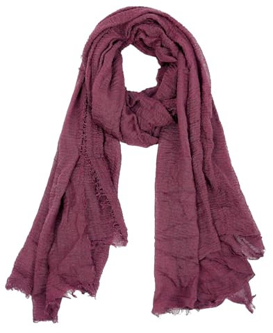 Van Der Rich ® - Schal mit fein gekreppter Oberfläche für Damen und Herren (3-Bordeaux, One Size)