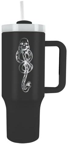 Pyramid International Harry Potter (The Dark Arts) 40oz/1200ML Tumbler with Straw and Lid, Advanced Double-Wall Vacuum Insulation, Keeps Beverages Cold Up to 11 Hours, Hot for Up to 7 Hours, BPA-Free