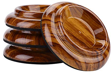 GRCFUMO 4Pcs Piano Foot Pads Set, Thick Piano Caster Cups with Polished Wood Grain, Tough Anti Noise Piano Floor Wood Protector for Upright Piano