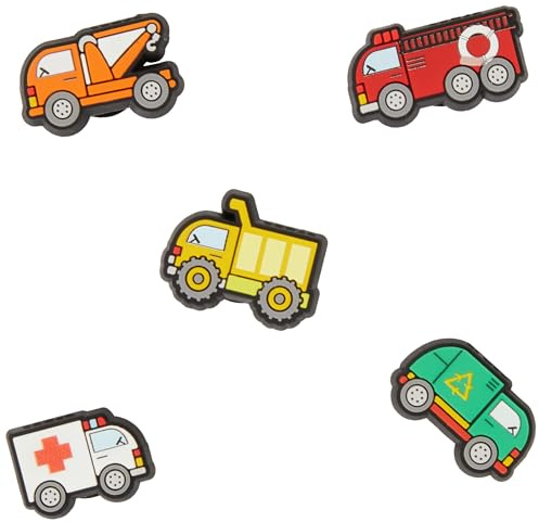 Crocs Unisex Tiny Work Trucks Schuhanhänger, mehrfarbig, Einheitsgröße, 5 Stück, mehrfarbig, Einheitsgröße