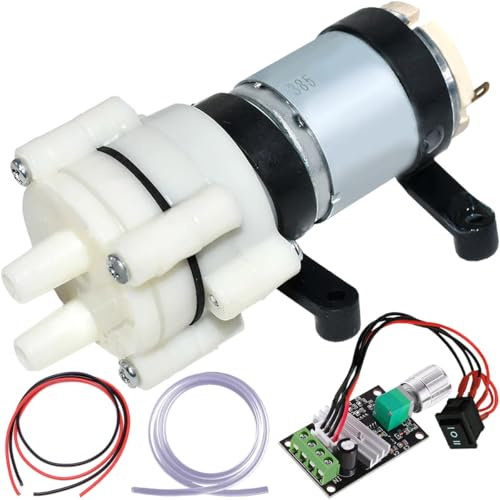 JYUDAUFU R385 DC 6 – 12 V Wasserpumpe, Wasserkühlung, Mini-Luftmembranpumpe, Mikro-Vakuumpumpe mit Wasserleitung, Schalter, Federdraht, für Teemaschine/Aquarium, Sauerstoffpumpe/Wasserkühlbox