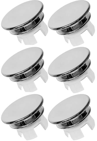 Hinapan 6 tapas de rebosadero de lavabo, cubierta redonda para el orificio del grifo, para cocina, baño, accesorios de bañera, apertura aplicable de 22 – 24 mm