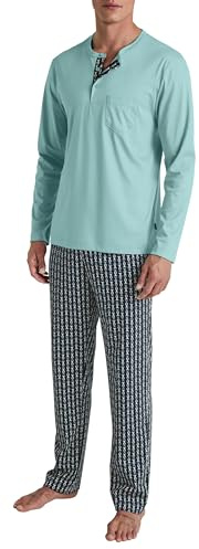 CALIDA Relax Selected Pyjama, lang Herren, aus 100% Swiss+Cotton-Baumwolle, pflegeleicht, mit Brusttasche