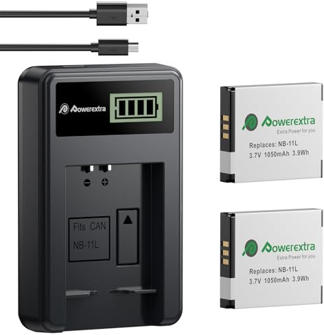 2 Stück Ersatzakku für NB-11L NB-11LH mit LCD-USB-Ladegerät kompatibel mit PowerShot A2300 A2400 A2500 A2600 A3400 A4000 A3500IS, ELPH 110 115 130 320 340 HS, IXUS 185 265 132D 140 155 150 145