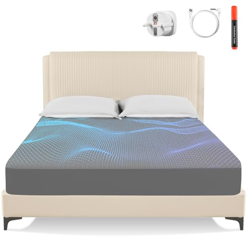 OneAmg Erdungsbettlaken,198x203x38cm Erdungsmatte mit EU Erdungskabel 5% Silberfaser und 95% Bio-Baumwolle Grounding Bed Sheet für Verbesserten Schlaf (King Grau)