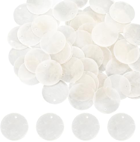 SUNNYCLUE 1 boîte de 100 breloques en Coquillage Capiz Coquillages Naturels 3cm Blanc Plage Été Hawaii Disque Plat Pièce de Monnaie Perles en Nacre pour la Fabrication de Bijoux Pendentifs Boucles D'