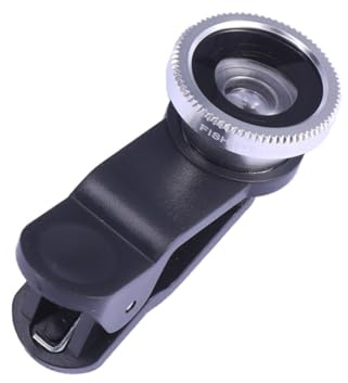 KOMBIUDA Mobile Phone Lens Clip with Wide Angle Macro Fisheye Lenses High-definition Glass for Clear Photos Portable Detachable Smartphone Camera Accessory in Silver