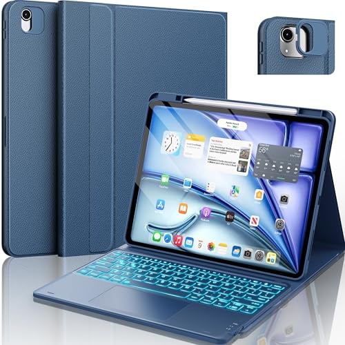 CHESONA Ultraleichte Tastatur für iPad Air 13 Zoll (M3 2025 / M2 2024), magnetisch, abnehmbar, 7 Farben, Hintergrundbeleuchtung, Multi-Touch-Trackpad-Tastatur für iPad Pro 12,9, Smart Sleep/Wake