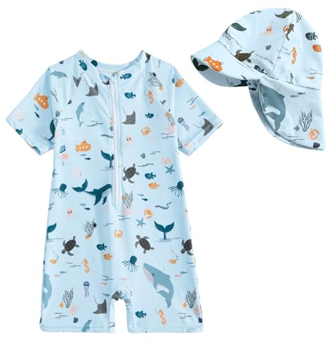JiAmy Baby Badeanzug Einteiler Kurzärmel uv Kleidung für Kleinkind Junge Mädchen 3 Monate-3 Jahre