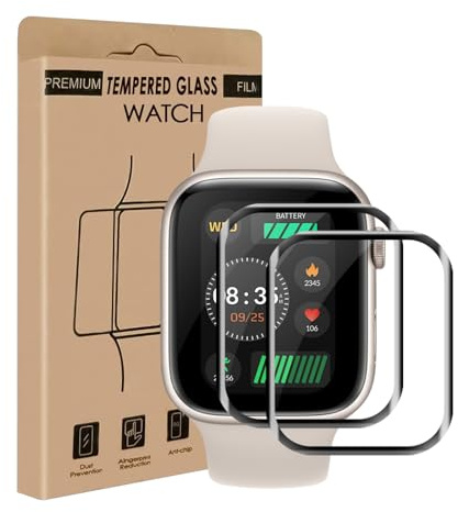 Bodyguard 2 Stück Schutzfolie für Panzerglas für Apple Watch Series 9/8/7 45mm, HD-Klar Anti-Kratzer Bläschenfrei Anti-Staub iWatch 8 45mm Schutzglas, 3D Curved Anti-Öl Apple Watch 9 45mm Displayfolie