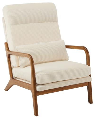 Karl home Accent Chair, Mid-Century Modern Armchiar Reading Lounge (Beige)