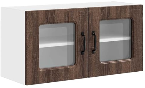 pokgdf Armoire encastrable pour four et micro-ondes en bois avec surface lisse, peu encombrante pour petites cuisines, marron