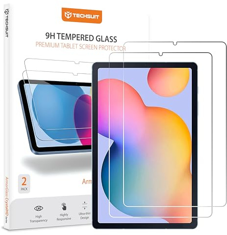 Techsuit Displayschutzfolie 2er Pack für Samsung Galaxy Tab S6 Lite 2020, 2022, 2024 Gehärtetes Glas mit 9H Härte, HD Klarheit, Stoßschutz, Einfache Installation, ArmorGlass CrystalHD