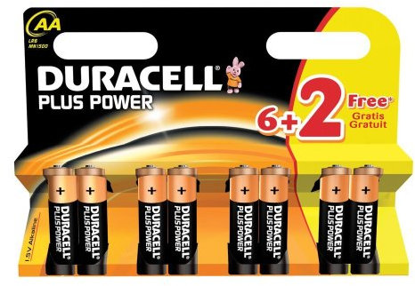 Duracell Plus Power-AA Batterie (MN1500/LR6, 6+2-er Pack)