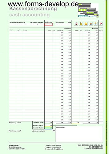 [Selbstrechnend!] Kassenabrechnung / Kassenbuch [PDF-Formular]