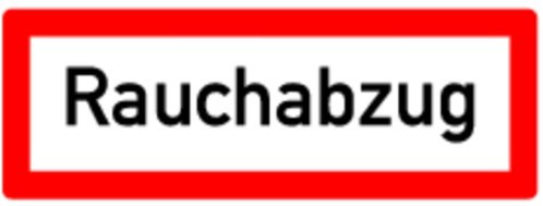 LEMAX® Feuerwehrschild, Rauchabzug - DIN 4066 Alu geprägt weiß/schwarz/Randfarbe: rot 148x52mm