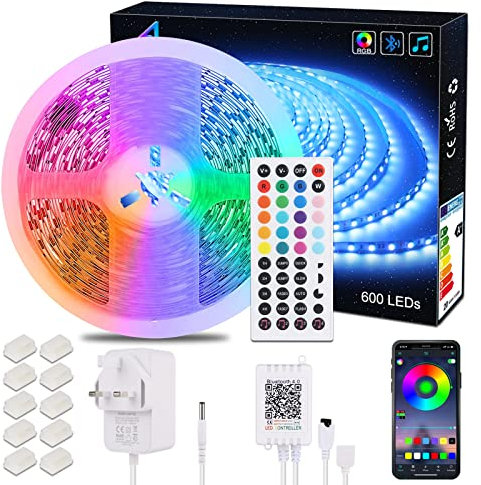 Bluetooth LED Strip 10M,600 LEDS 5050 RGB LED Stripe APP controllable music LED strip, LED bar, LED light strip LED strip with remote control 24V power supply for home, room, party, wedding, decoration