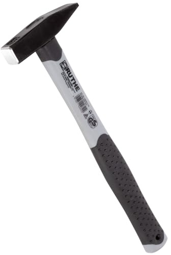 RUTHE Schlosserhammer Fiberglas 800g | Ergonomischer 3-Komponenten-Griff | Profi-Qualitätsstahl | DIN 1041 und VPA/GS geprüft | Ideal für Schlosser und Klempner