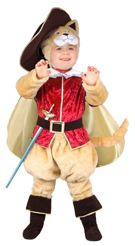 Ciao- Gatto con gli Stivali costume travestimento peluche bambino (3-4 anni), rosso