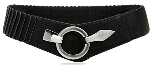 Caspar GU300 Damen elastischer breiter Stretch Taillengürtel, Farbe:schwarz, Gürtelgröße:78 [für Körperumfang 75-90 cm]