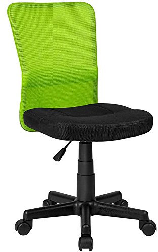 BAKAJI Chaise de Bureau de Chambre pivotante en Tissu Filet Hauteur réglable avec roulettes (Noir Vert)