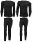 2 x Full Set Mens Thermal Underwear Long Sleeve Vest TOP & Long Johns (Black, Medium)