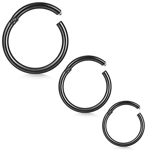 VFUN 3 Stück Chirurgenstahl 18G Helix Tragus Cartilage Piercing Septum Ringe Nasenpiercing Lippenpiercing Ohrringe Piercing Schmuck 8-12MM