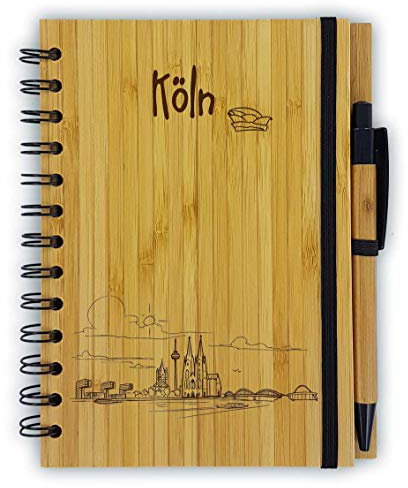 Notizbuch aus Bambus Skyline Köln