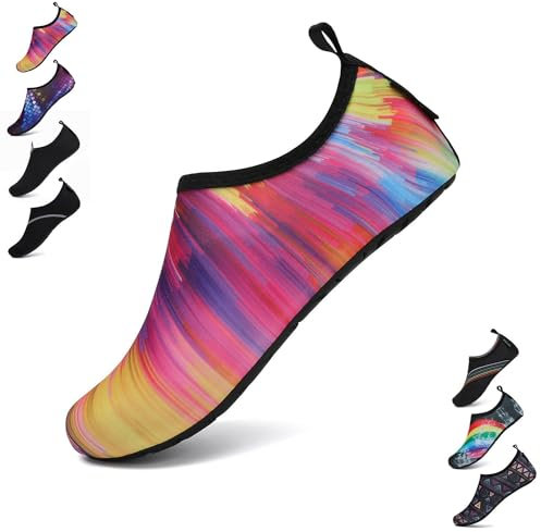 SAGUARO Damen Herren Badeschuhe Wasserschuhe Schwimmschuhe Männer Frauen Barfußschuhe für Strand,Pool,Meer,Wassersport,Surfen,Aqua Cycling,Segeln,Bootfahren,Windsurfen(Mehrfarbig,36/37 EU)