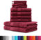 BaSaTex - 10er Pack Handtuch Komplett-Set - Frottee-Handtücher mit Aufhängeschlaufe 4X Handtuch, 2X Duschtuch, 2X Gästetuch, 2X Waschhandschuh Öko-Tex Made in Green Zertifiziert - Bordeaux
