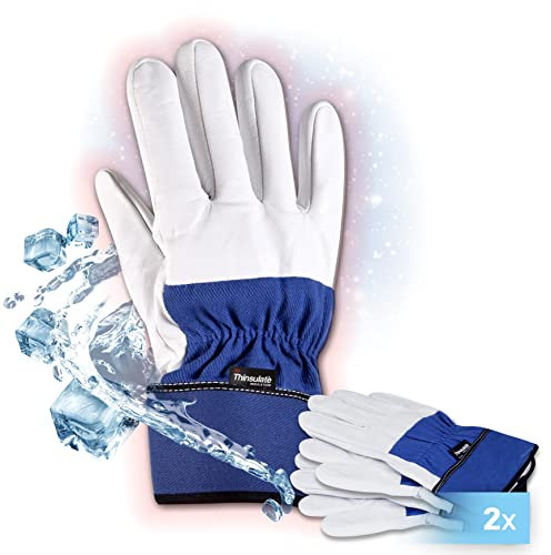generisch 2 Paare Winter Arbeitshandschuhe Gr. 10 XL aus Leder mit Thinsulate® Innenfutter