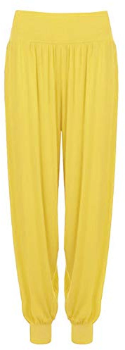 Crazy Girls Womens Hareem Trouser Ladies Plain Baggy Harem Ali Baba Casual Pants (Medium Long, Yellow)