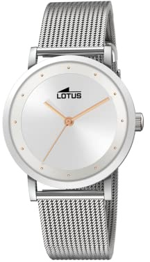 LOTUS Reloj Mujer Analógico de Acero Inoxidable 316l Plateado | Movimiento de Cuarzo, Cristal Mineral de Alta Resistencia, Resistente al Agua 5 ATM 18790/1, Minimalist for Her