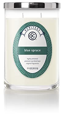 Colonial Candle Duftkerze im Glas mit Deckel | Blue Spruce | Duftkerze Fichte | Kerze mit mehreren Dochten | Kerzen lange Brenndauer (80h) | Kerze Weiß (312g)