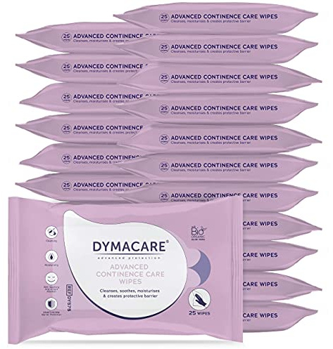 DYMACARE Advanced Kontinenzpflegetücher | Adult Premium Einweg-Inkontinenz-Feuchttücher zur Hautreinigung mit Schutzcreme & Aloe Vera | 22 Packungen (insgesamt 550 Tücher)