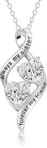 CERSLIMO Kette Silber 925 Halskette Herz Zirkonia Schmuck Geschenk für Schwester Weihnachten Geburtstag