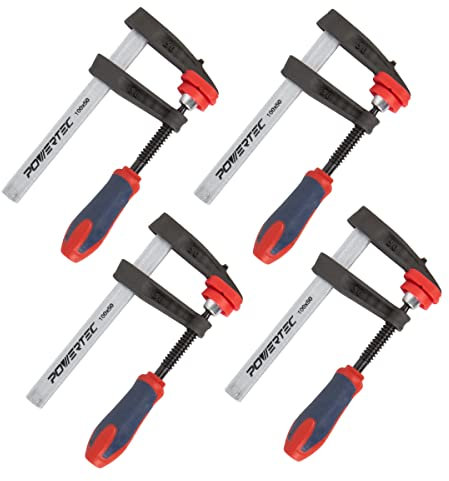 POWERTEC 71591-P2 4-Inch F Clamp Heavy Duty F Style Bar Clamps for Woodworking, 330 lb Capacity Each – 4PK
