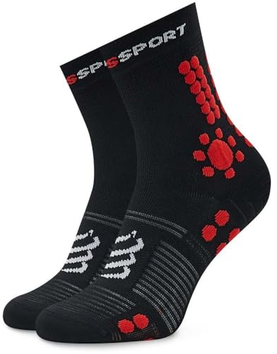 COMPRESSPORT Pro Racing Socken v4.0 Trail Socken, Schwarz/Rot, Größe 39-41, Unisex, Erwachsene