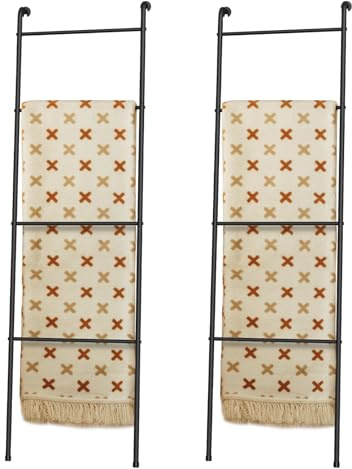 2 Stück Deckenleiter Outdoor Handtuchhalter für Pool, dekorativer Metallhalter für das Wohnzimmer Badezimmer, Schwarz