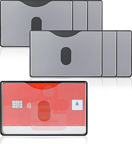 WallTrust RFID NFC Blocker Hartplastik Schutzhülle – Kartenschutzhülle für Kreditkarten Ausweis Öffnung Oben, transparent matt, 6-Set