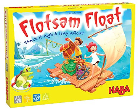 HABA Flotsam 306699 - Ein Stapel- und Balancespiel für 2-5 Segler ab 6 Jahren, englische Version (Made in Germany)