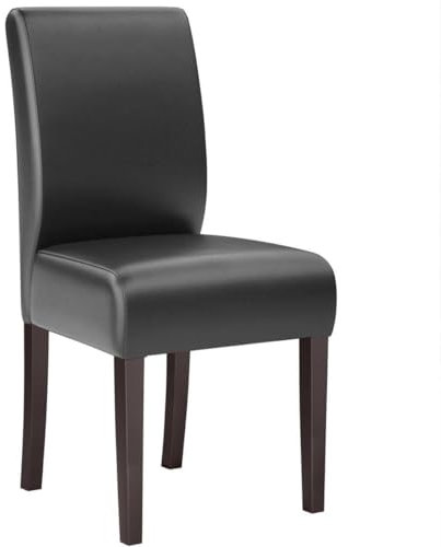 GGMMÖBEL Leo Big | 2-er Set | Esszimmerstuhl | Schwarz | Leder | Bistrostuhl | Gastrostuhl | Gepolstert | Gestell: Holz/Schwarz | Sitzhöhe: 48cm