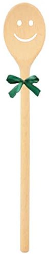 teemando® kräftiger Marken-Kochlöffel aus Holz, extra stabil mit Motiv Smiley a und Schleife, Handmade aus Deutschland, Grillen, Kochen, Familie, Geschenkidee, Weihnachten